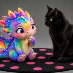 Dragonul Jev alături de pisica Sir Purrcival, imagine reprezentativă pentru recenzia cărții Fostul meu și alte blesteme de Erin Sterling – Metamorfoze.ro.
