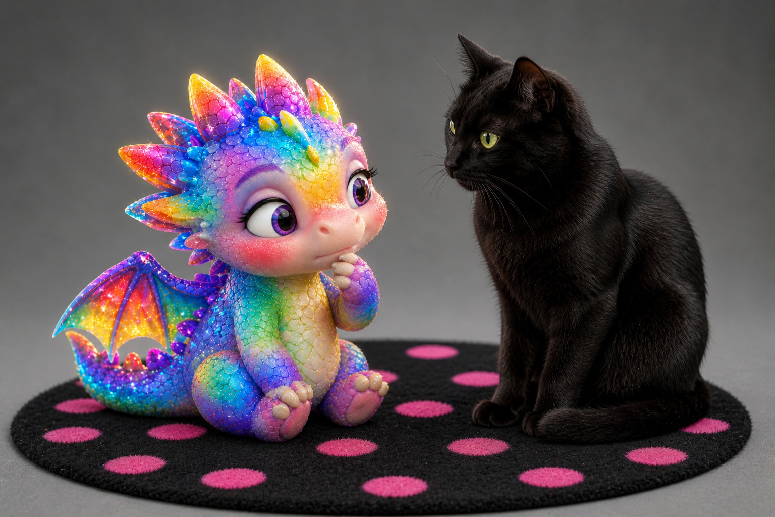 Dragonul Jev alături de pisica Sir Purrcival, imagine reprezentativă pentru recenzia cărții Fostul meu și alte blesteme de Erin Sterling. Metamorfoze.ro.